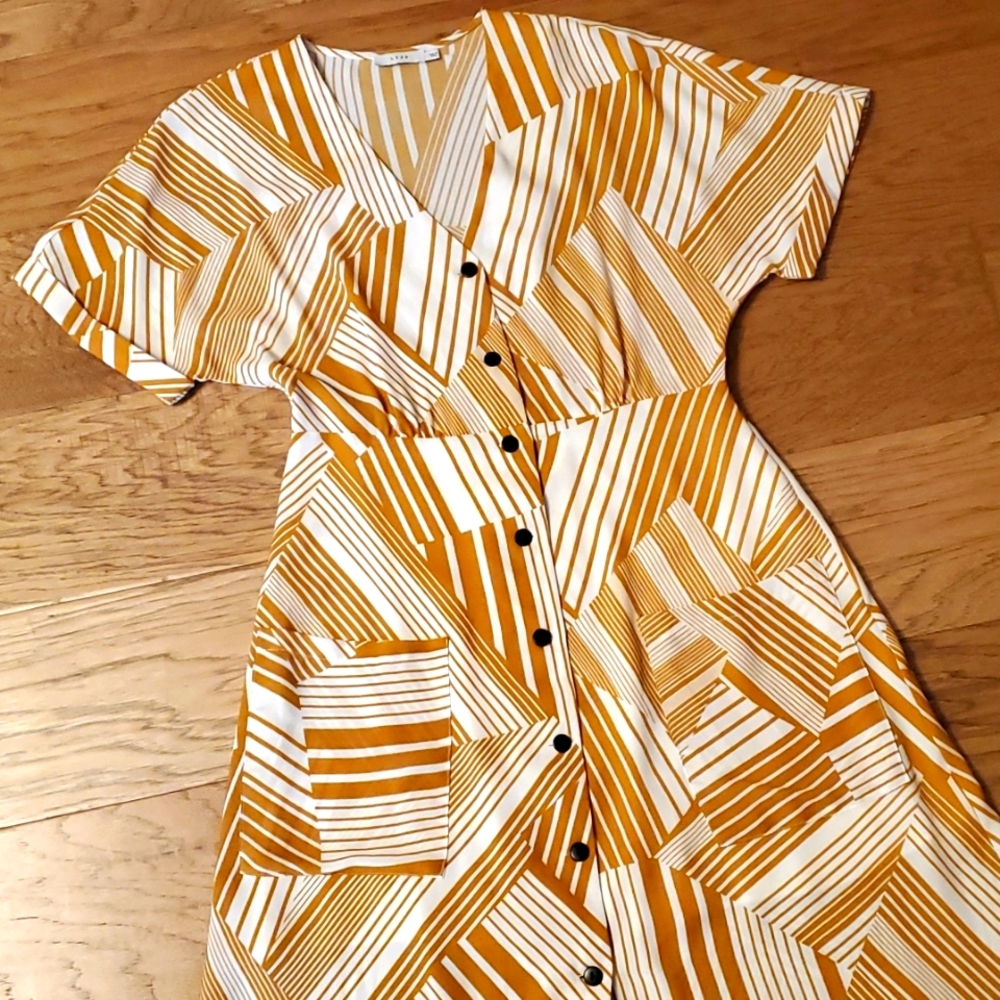 Roolee Riviera Detail Midi Dress in Goldenrod Nursing Friendly Retro Mustard